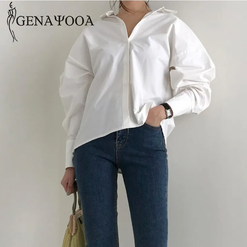 

Genayooa Autumn Womens Tops And Blouses 2020 Long Sleeve Solid Women Blouse Elegant Office Shirt Loose Top Ladies Korean Style