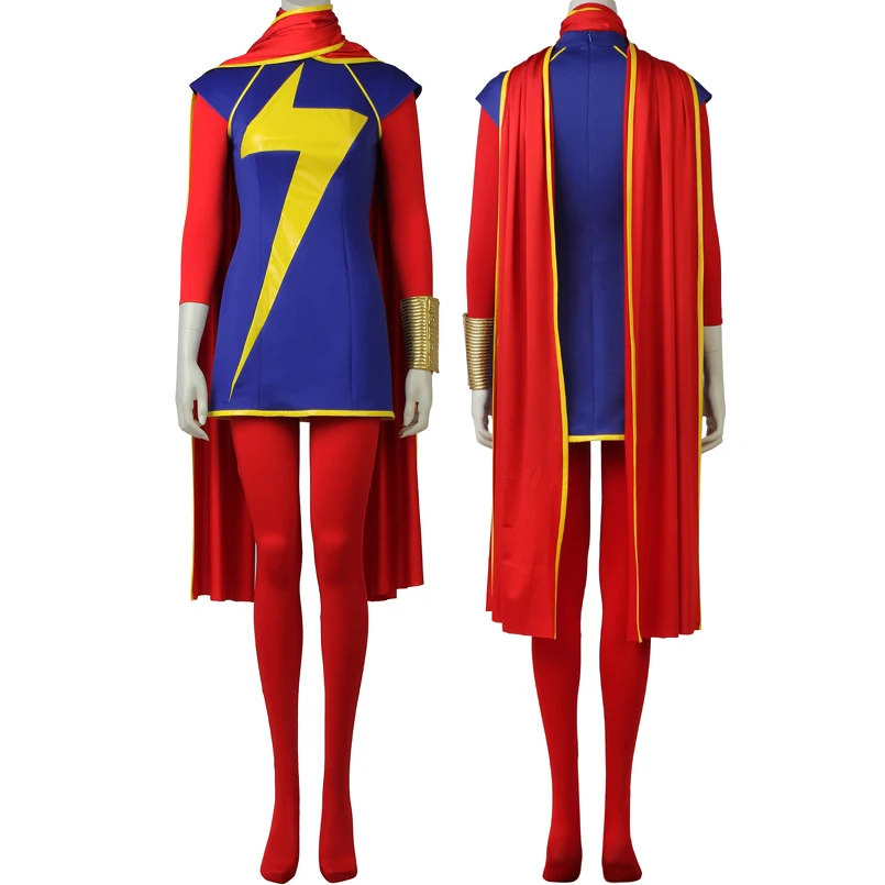 

Halloween Masquerade Miss M Superheroine Cosplay Costume Kamala Khan Fighting Uniform Full Props With Accessories