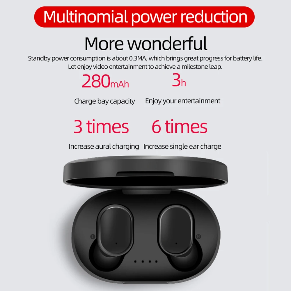 A6S наушники вкладыши TWS беспроводной Bluetooth 5 0 шумоподавления Airbuds громкой связи Hi Fi