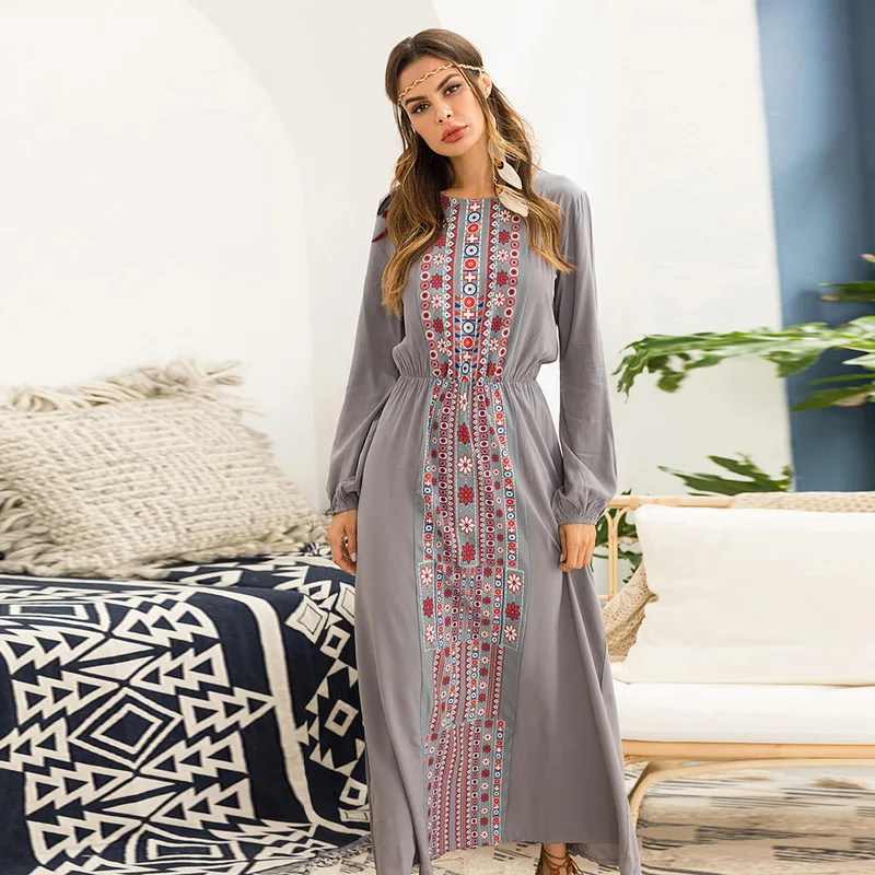 Платье-кимоно женское длинное в мусульманском стиле абайя этническое платье с