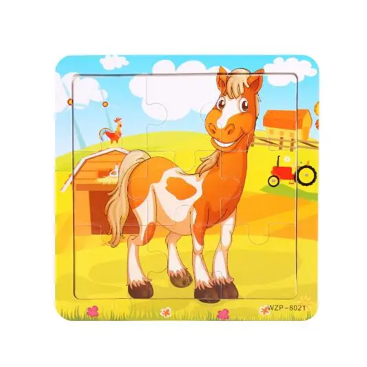 LL97 Horse no box Деревянные игрушки для детей детские деревянные пазлы с железной коробкой насекомое ферма животные Монтессори игрушки для девочек мальчиков MG149 - Цвет: LL97 Horse no box