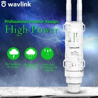 wavlink n300 high power outdoor weatherproof 30dbm wireless wifi routerap repeaterextender 2 4g 15kv outer detachable antenna