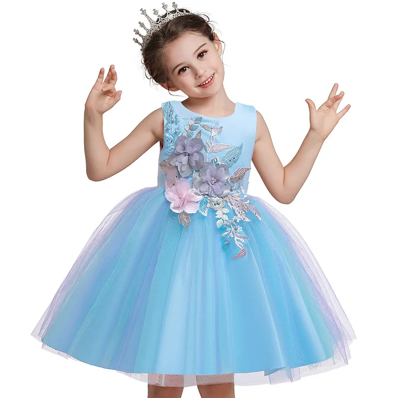 Кружевное платье для девочек Зимние Детские Платья с цветочным принтом