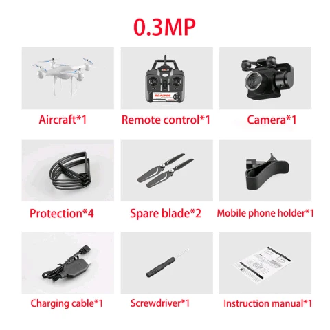 0.3MP Camera White Радиоуправляемый Дрон ESC камера HD 4K wifi FPV высота удержания Квадрокоптер, Дрон Безголовый режим беспилотник selife пульт дистанционного управления Вертолет Самолет - Цвет: 0.3MP Camera White