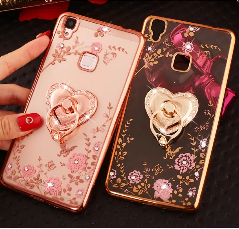 Bling палец кольцо кошка Павлин Из алмазов сверкающих держатель чехол для телефона