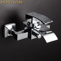 chrome waterfall shower faucet wall mounted copper shower mixer tap waterfall spout bathtub mixer bathroom cold and hot mixer