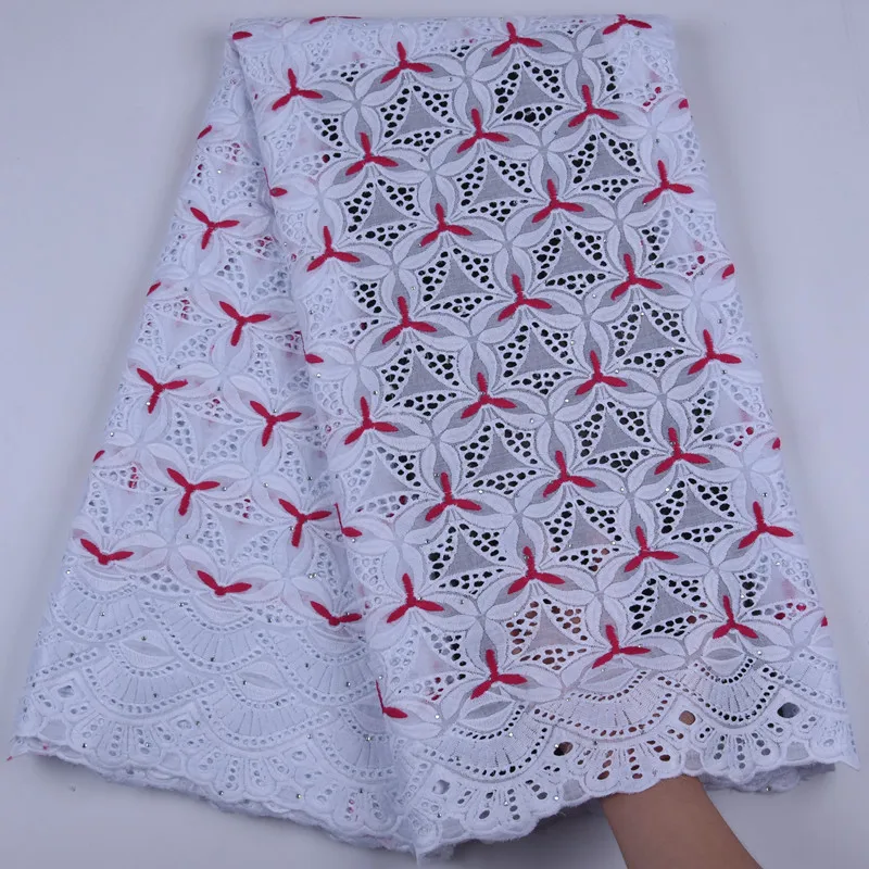 Последнее Африканское швейцарское хлопчатобумажное Кружево Ткань 5 ярдов чистая