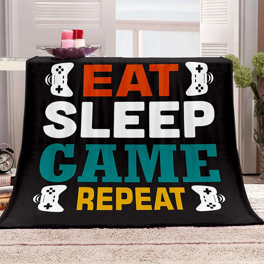 Eat Sleep Game Repeat Pad Control Printed Blanket Mat Bedspread Soft Fleece Throw Sofa Winter Cosplay | Дом и сад