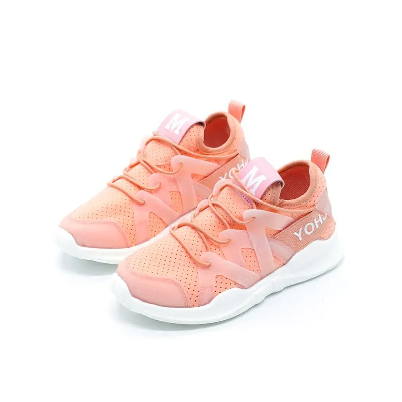 

2019 spring new children's casual sports shoes M word breathable mesh student running shoes children's white shoes