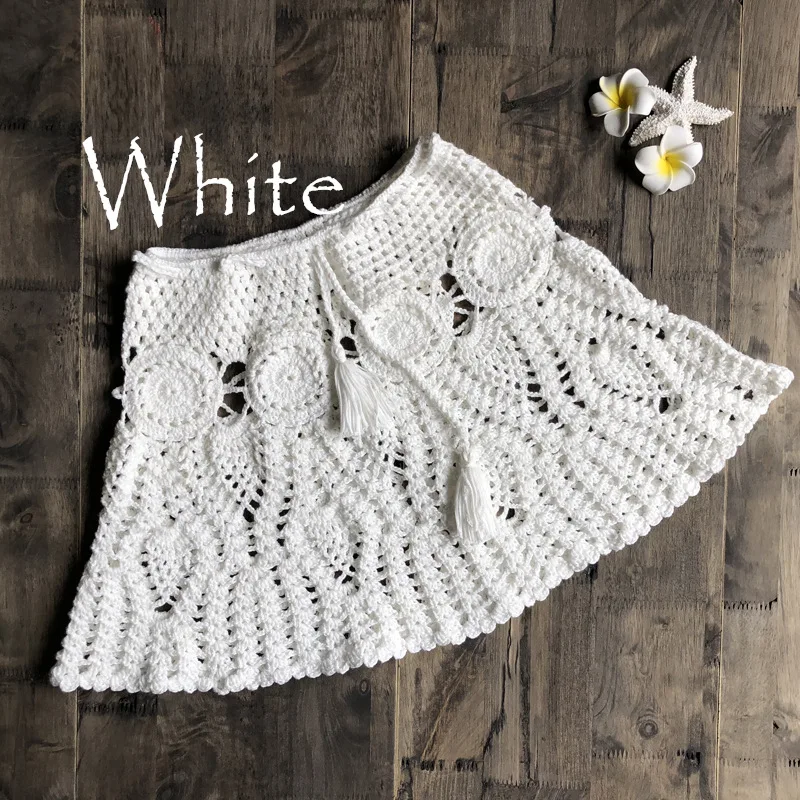 

2019 handmade beach bikini short skirt with hook and sexy hollow out skirt
