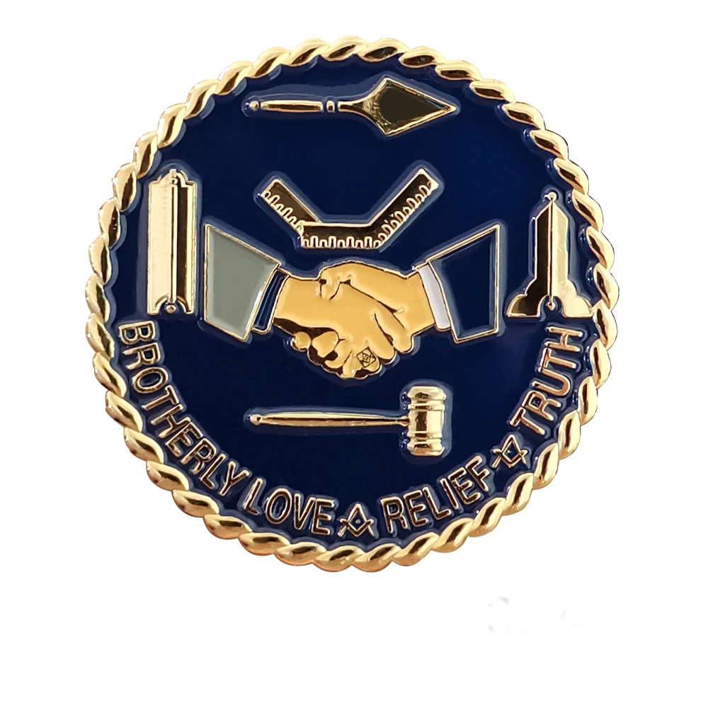 Masonic Lapel Pins Freemasonry Badge Mason Freemason BLM16 size 3.2cm Handshake gift member badge gold plated for men's | Дом и сад