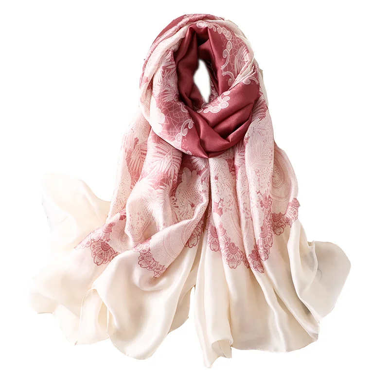 

2021 summer Sunscreen flower Scarves lady popular Print Beach towel winter 180X90CM keep warm silk Scarf new seaside beach Shawl