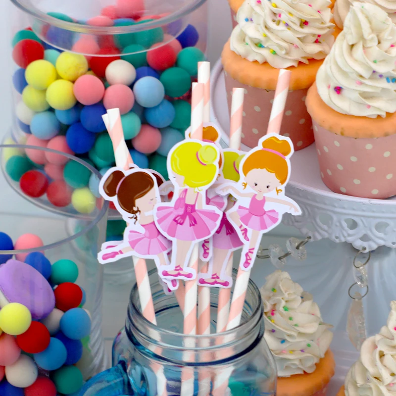 Балерина коробка для попкорна на день рождения топпер торта соломинки