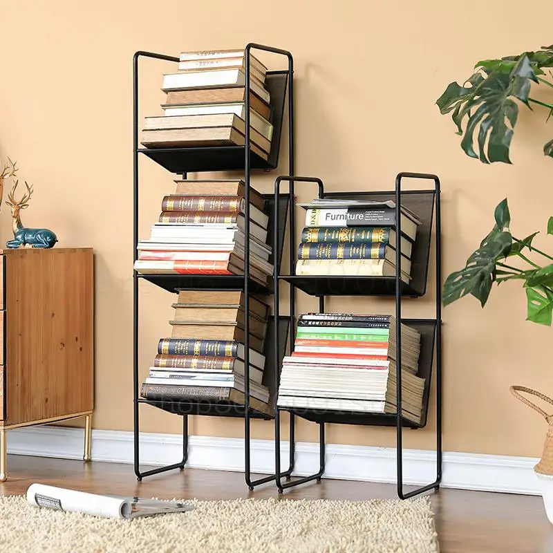 Bookshelf shelf wrought iron student desk book storage rack floor stand simple narrow small bookshelf |