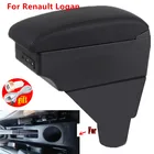 Подлокотник для Renault Logan, подлокотник для Renault Dacia Logan, детали для интерьера, специальный центральный ящик для хранения со светодиодной подсветкой USB