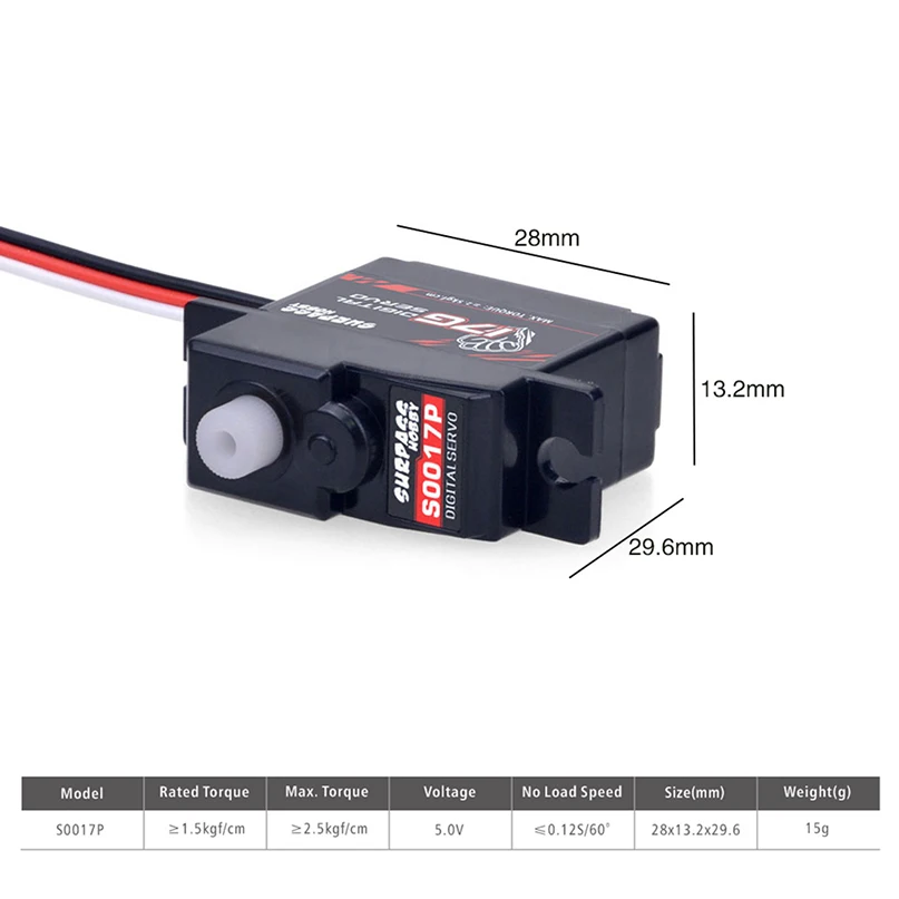 

SURPASS Hobby 17g Metal / Plastic Gear Servo Digital Servo for RC Airplane Robot 1/18 RC Car Boat RC Model
