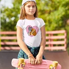 Женская и модная футболка для детей, Повседневная футболка с коротким рукавом и собакой, креативная Милая футболка, летняя футболка для девочек