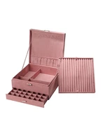 big size jewelry box luxury flannel jewelry display earrings necklace storage casket 4 color ring box for woman