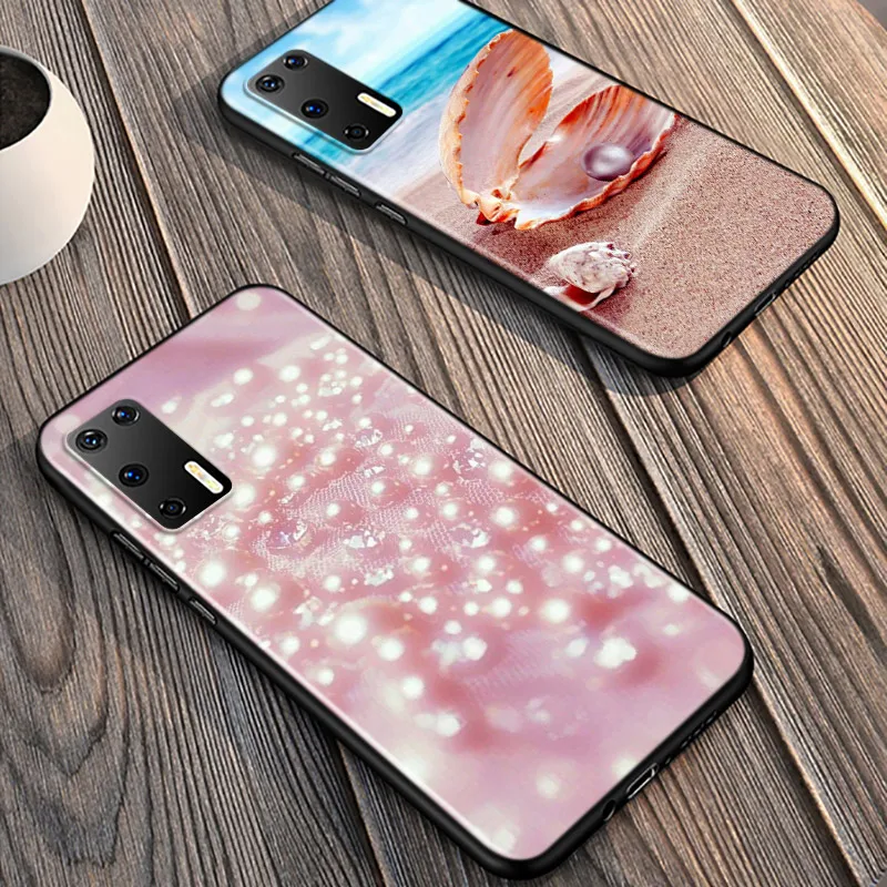 

Silicone Cover Pink Luxury Pearl For Huawei P40 P30 P20 Pro P10 P9 P8 Lite E Plus 2019 2017 Phone Case