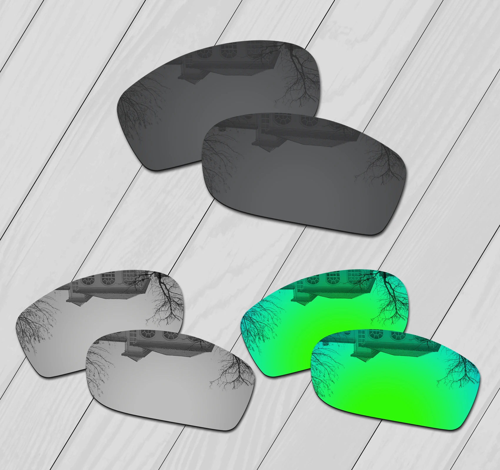 E.O.S 3 пары сменных поляризованных линз черного Серебряного и изумрудно зеленого