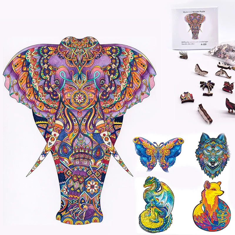 

3d Wooden Puzzle for Adults Children Wood DIY Crafts Animal Shaped Christmas Gift wooden jigsaw puzzle Hell Difficulty