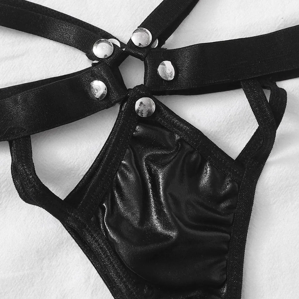 

Sexy Leath New Underwear Sleepwear Sexy Baby Doll Lingerie Hot Erotic Underwear Artificial Leather G-string Thong
