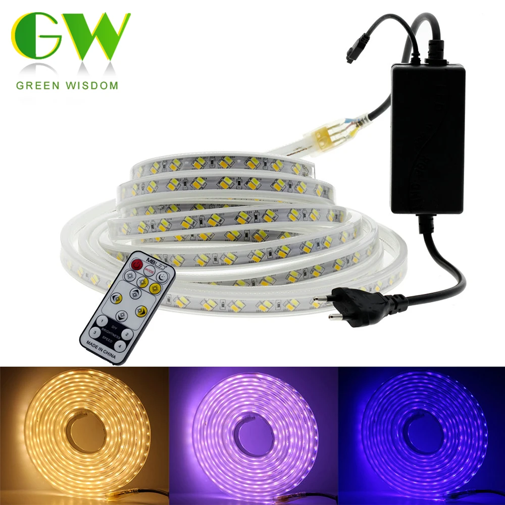AC220V RGB СВЕТОДИОДНАЯ лента SMD 5050 2835 60 светодиодный s/M 5630 120 светодиодный s/M водонепроницаемый RGB гибкий светодиодный светильник лента для наружного внутреннего украшения