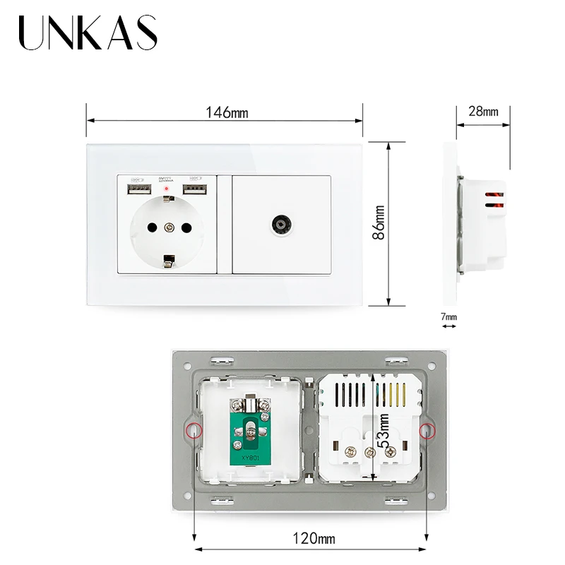 UNKAS гнездо питания стандарта ЕС на основе Женские туфли плоской подошве ТВ Джек