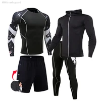 winter warm sportswear mens running tights gym training clothing compression sports underwear rash guarda male jogging suit