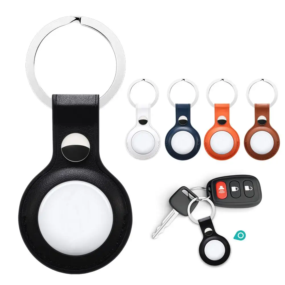 

Dog Collar Case For Apple Airtag Keychain Leather Cover For Airtags Locator Tracker Anti-Lost Protective Sleeve For Air Tag