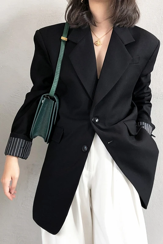 

Black blazer coat women's new spring and autumn design of Korean version British style