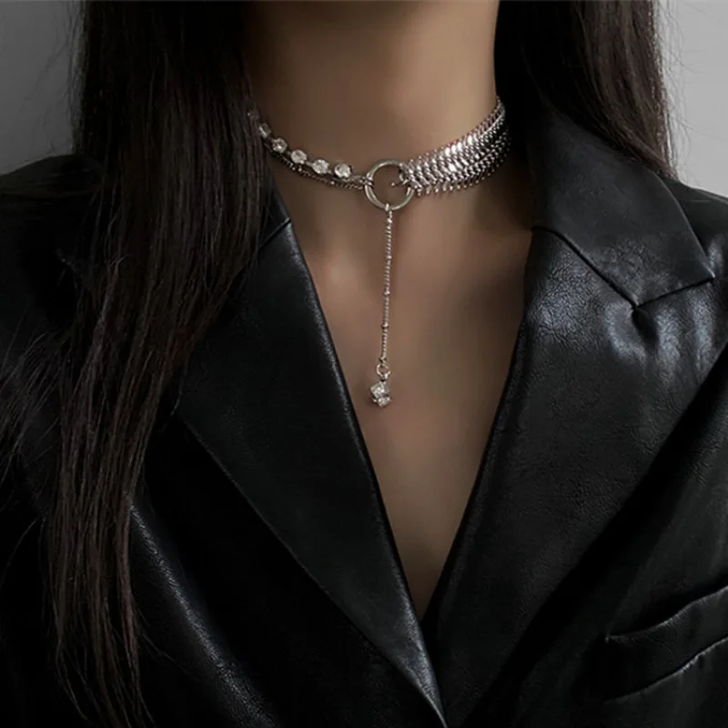 

Women's Pendant Necklace 2021 Trend Zircon Fishbone Necklaces Female Korean Clavicle Chain Fashion Personality Choker Jewelry