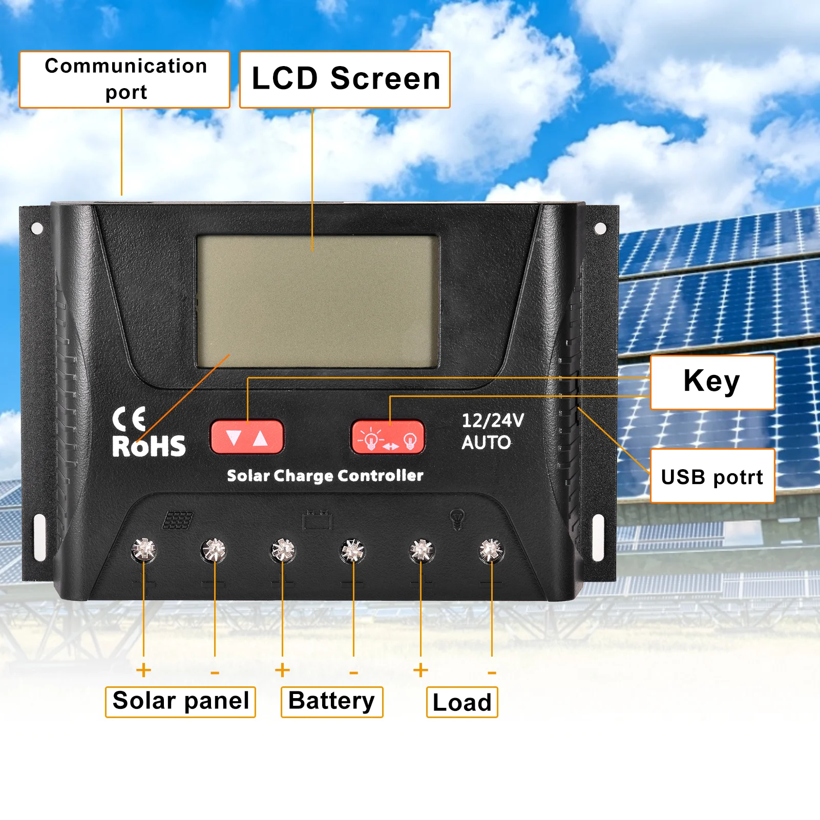 

Контроллер заряда солнечной батареи А, ЖК-дисплей, автоматическая работа, контроллер заряда солнечной батареи, двойной USB-выход, регулятор п...