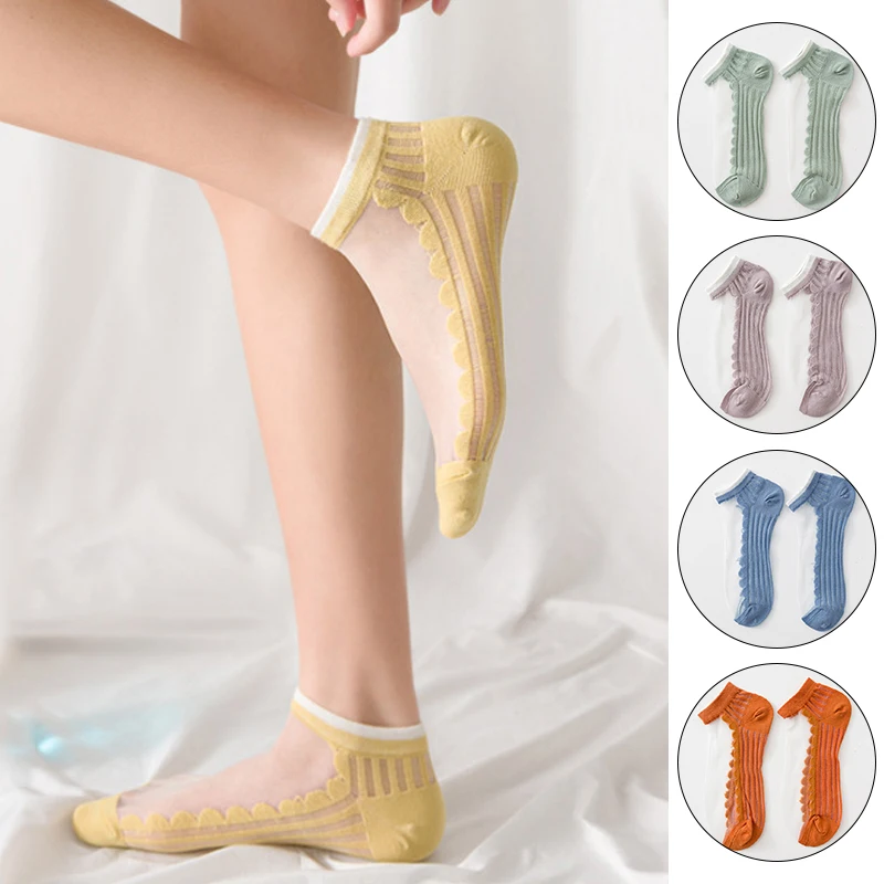 3 пары элегантные летние удобные носки для девочек женские тонкие прозрачные из