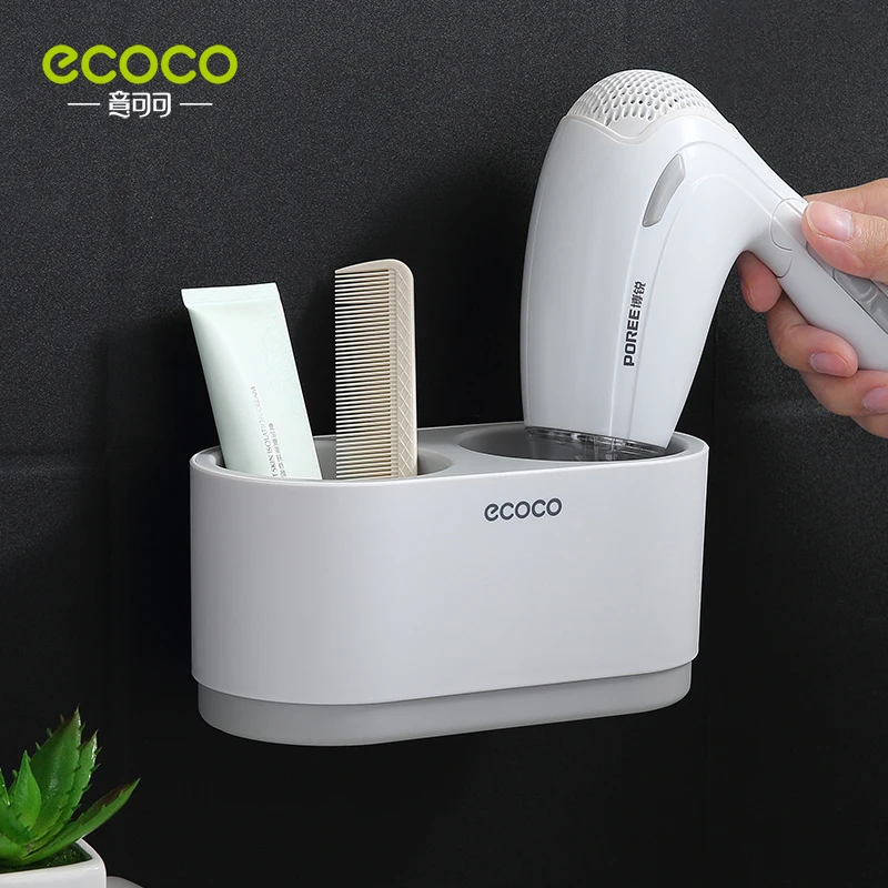 ecoco hair dryer holder storage box curling iron shelf for bathroom organizer storage rack bathroom accessories set home free global shipping