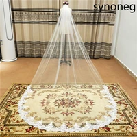 fashion bridal veils 3 m white ivory cathedral length wedding veils one layer lace bridal accessories veil with comb