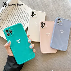 love heart camera protection phone case for iphone 11 12 13 pro se 2020 7 8 plus x xr xs max candy color glossy soft tpucover free global shipping