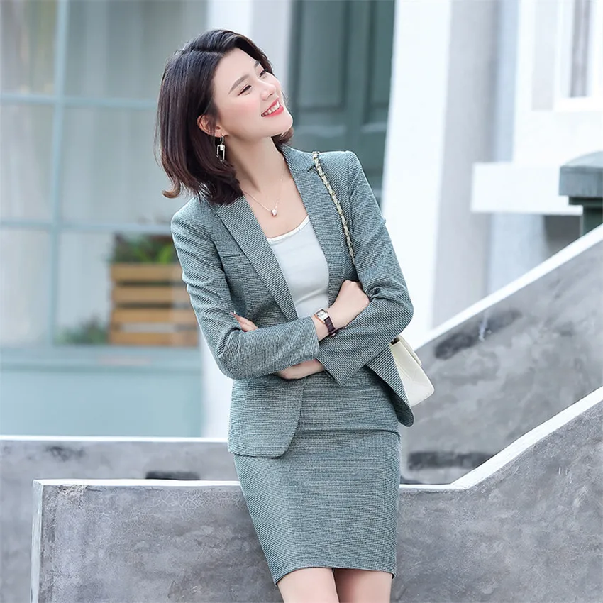 Женская модная офисная одежда весна-осень 2020 женские костюмы с юбкой официальная
