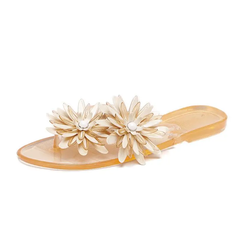 

SWYIVY PVC Slippers Women Flower Slides Bohemia Flat Flip Flops Female Casual Beach Shoes Woman Slippers Outside Summer Shoes