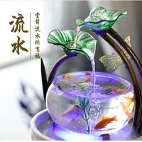 Creative living room Small goldfish bowl, ultra-white glass Round small fish tank Office Desktop ceramics Ecological mini cylind