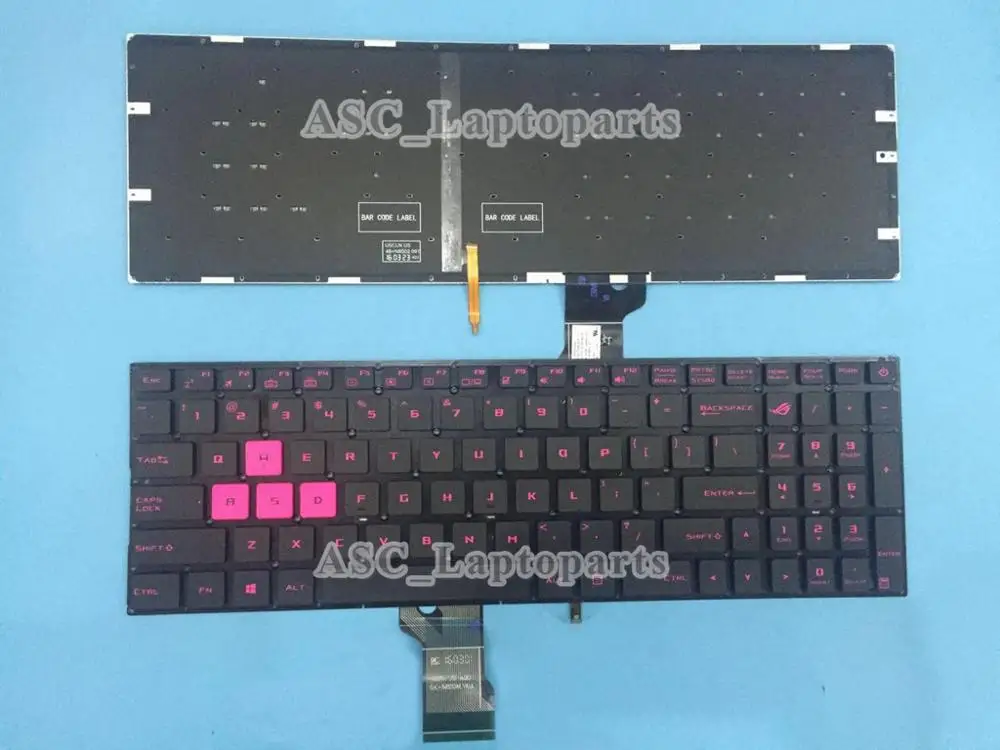 Новая клавиатура US QWERTY для ноутбука Asus GL702VS GL702VM GL702VT GL702ZC(оранжевый/розовый "был") с подсветкой, с оранжевой/розовой печатью