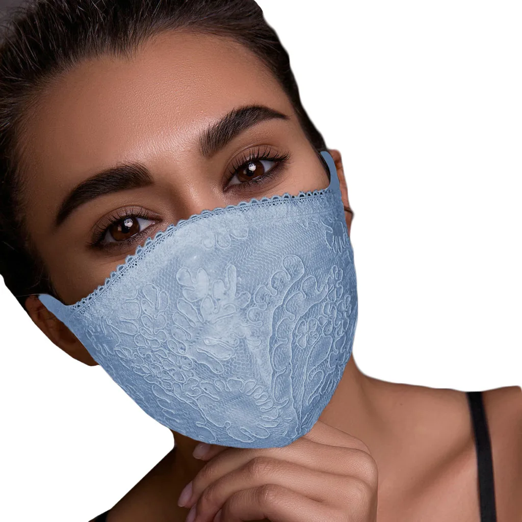 Мода для взрослых из изысканного кружева цветы Моющиеся Многоразовые маска лица