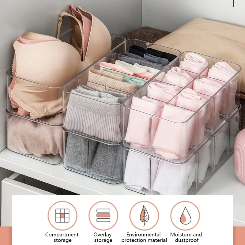 

4/8 Grids Underwear Bra Organizer Storage Box 1Colors Drawer Closet Organizers Boxes Underwear Scarfs Socks Bra Drawer Divider