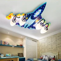 cartoon blue aircraft childrens room ceiling lights boy plane light bedroom dimming led eye protection light study ceiling lamp