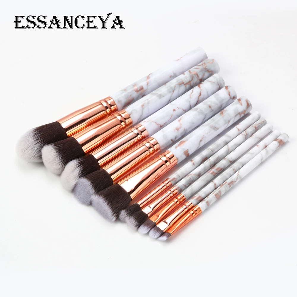 10 pcs ESSANCEYA, 7/10 шт., набор мраморных кистей для макияжа, основа, пудра, румяна, тени для век, кисть для смешивания, кисти для макияжа, инструменты, косметический набор - Handle Color: 10 pcs