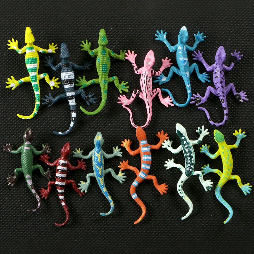 

12pcs Novel Child Toys Simulate Variety Colorful Mini Lizard Gecko Models Play Tricky Toys Reptile Halloween Kids Gift Funny