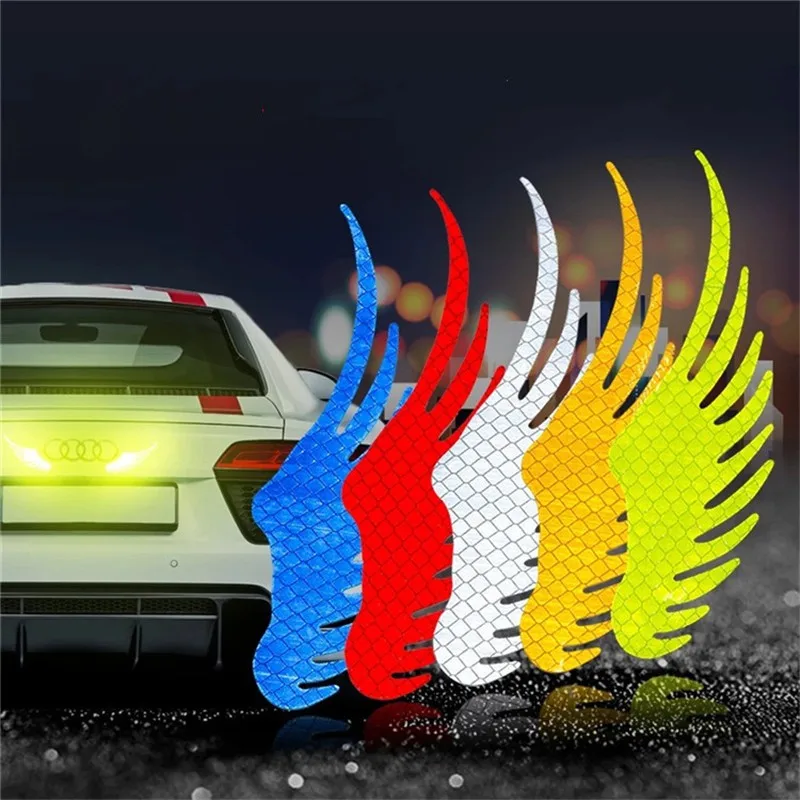 

Safety Warning Reflective Car Sticker Angel Wings Reflective Warning Sign Funny Bike Decal Sticker Motorbike Reflective Sticker
