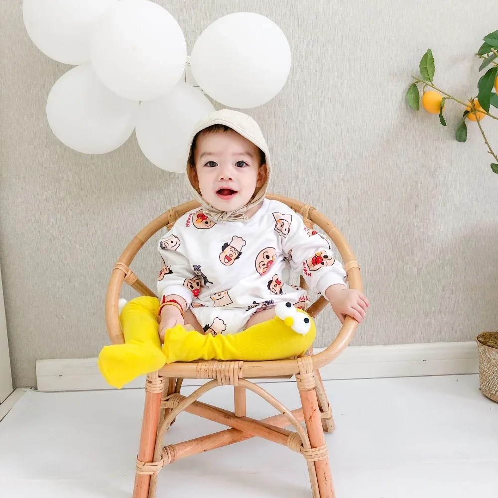 Хлопковый комбинезон Roupas Bebe с длинными рукавами, Осенние боди с круглым вырезом, альпинистские костюмы унисекс, комбинезон для новорожденных, одежда с носками