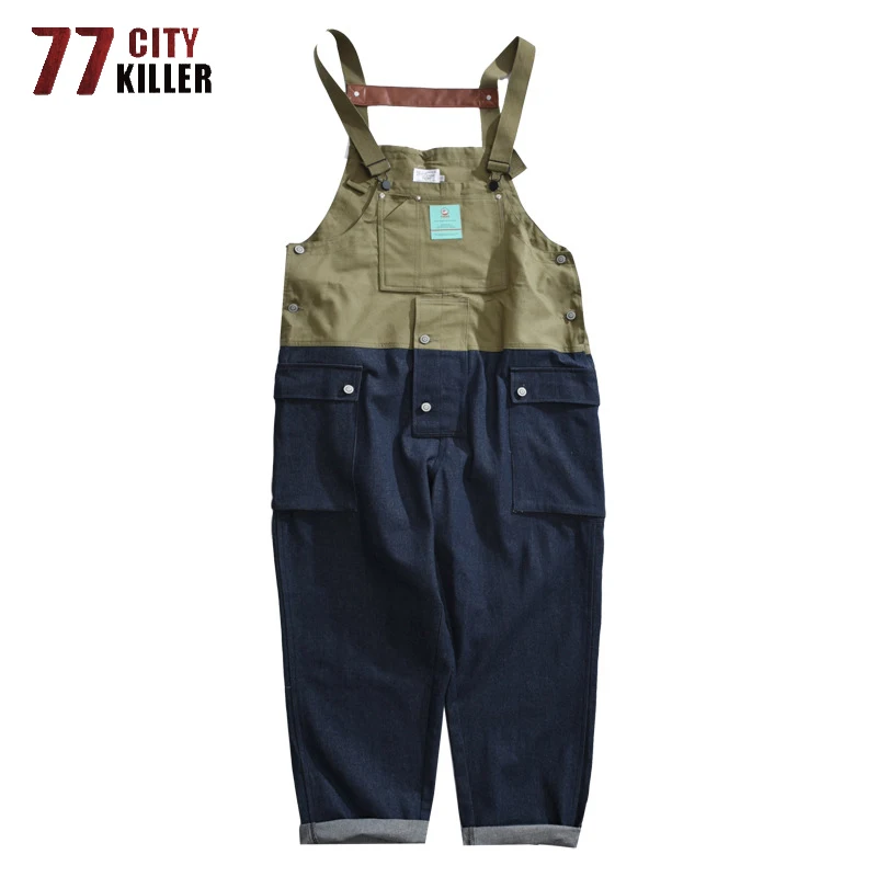 77City Killer Streetwear комбинезоны мужские лоскутные брюки-карго функциональные