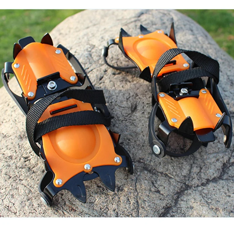 

10 Teeth Outdoor Climbing Antiskid Crampons Adjustable Winter Mountaineering Snowshoes Manganese Steel Slip Shoe Covers